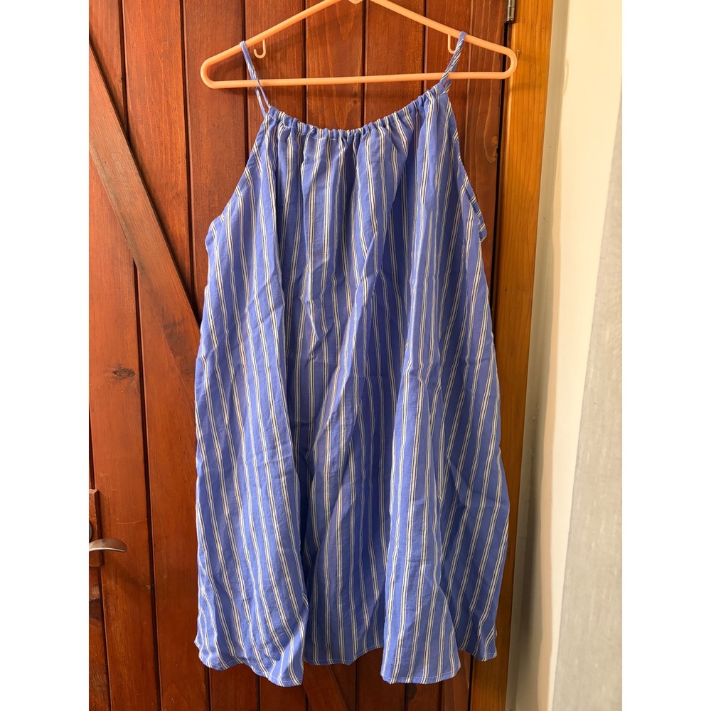HM Divided Womens Blue White Striped Sleeveless Mini Dress Size L Halter Neck